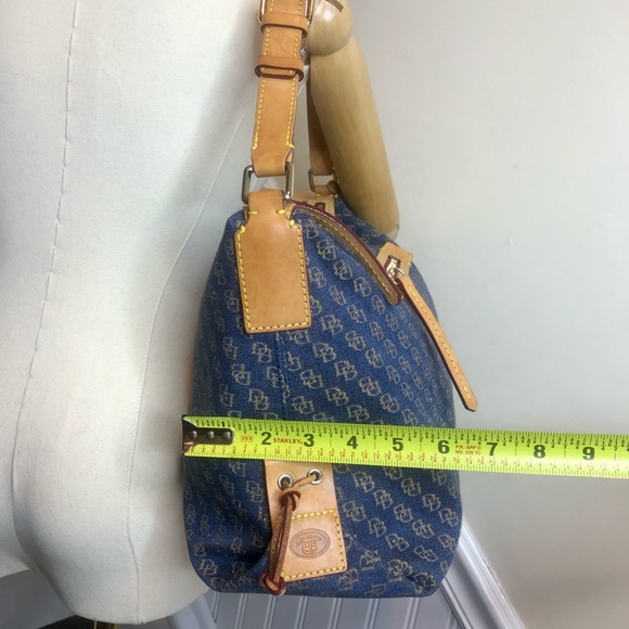 Vintage Dooney and Bourkey Blue Jacquard Monogram Top Zipper Tote Shoulder Bag - Picture 17 of 17